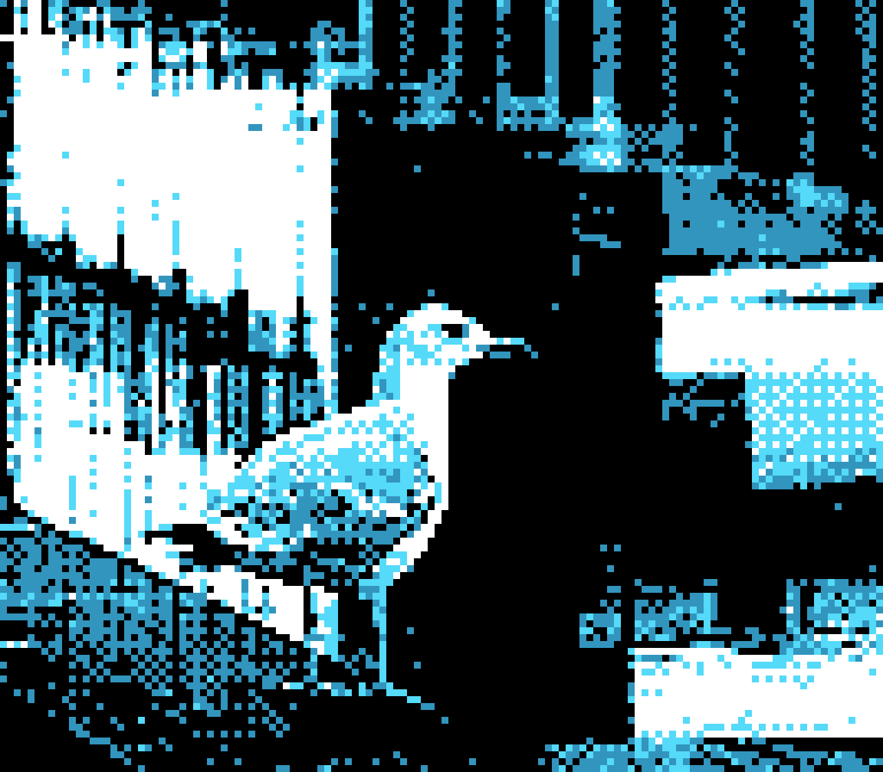 pixel photo of an angry looking seagull standing by the water