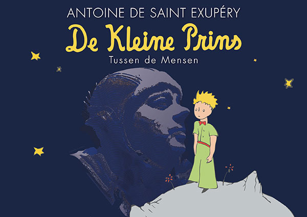 illustration of the Little Prince, with a picture of the author and some text