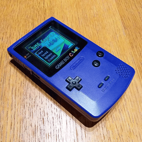 game boy color with DMG Express start screen on screen