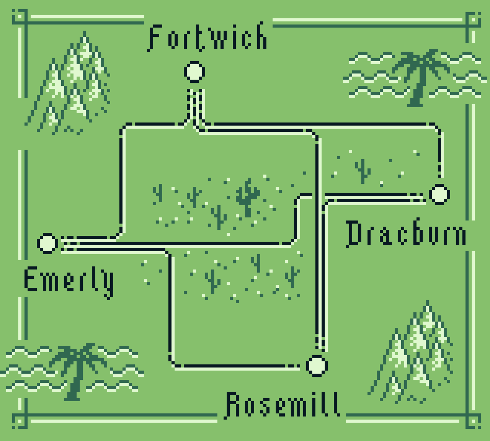 pixel drawing of a map