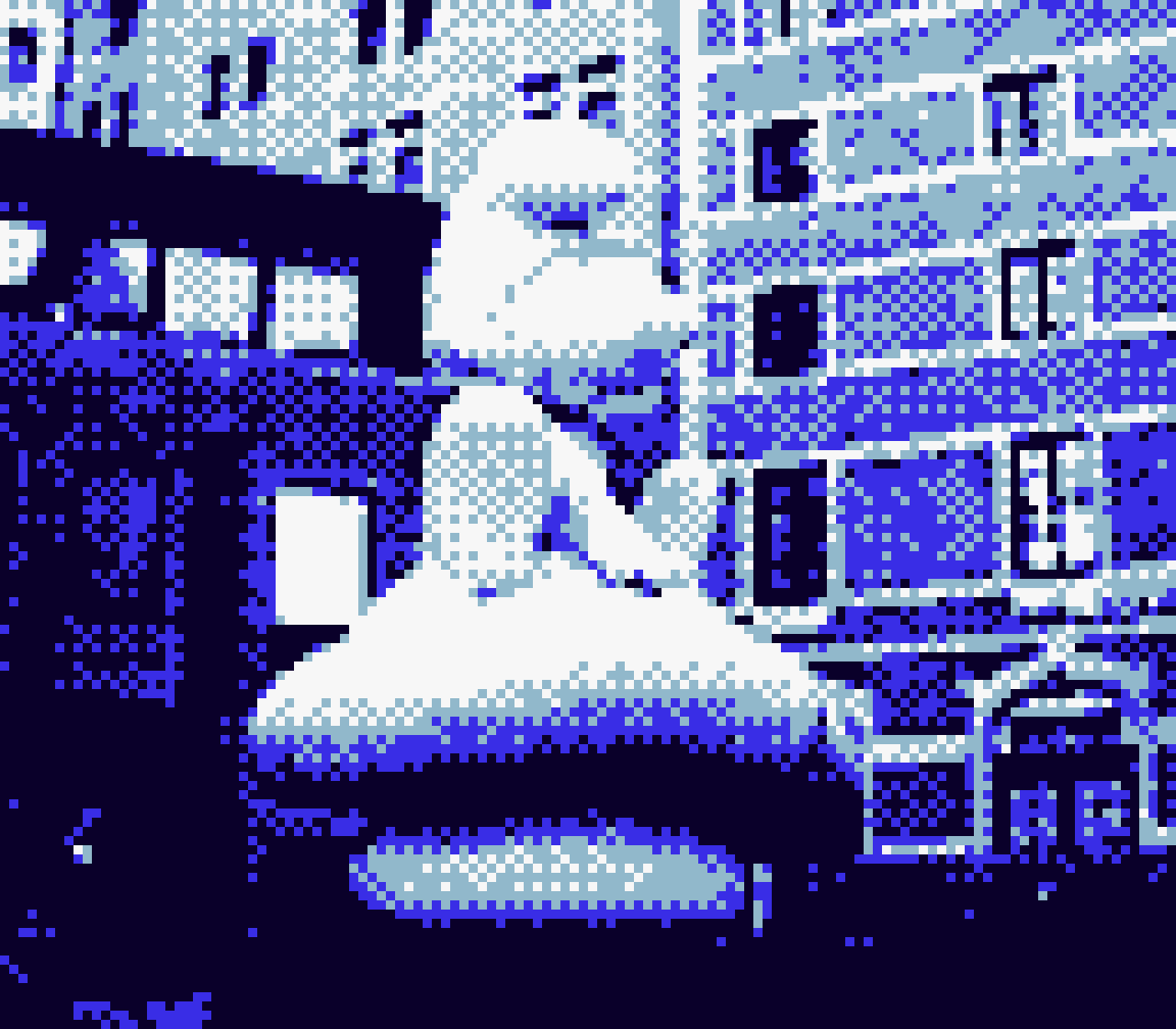 pixel photo of a Smurf statue in Brussels